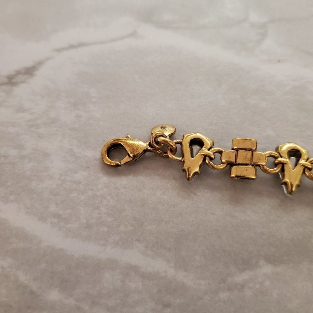 ✨ J.Crew Rhinestone Crystal Pyramid Distressed Antique Teardrop Bracelet ✨ - Picture 12 of 16